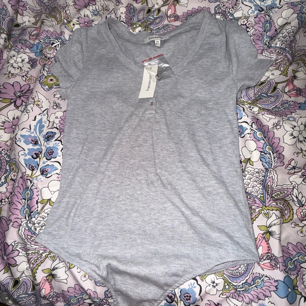 Francesca's Collections Light Gray Bodysuit